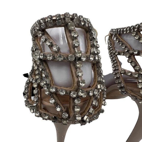 NWT Express Tan Rhinestone Embellished Ankle Strap Heeled Sandals Size 9 Women’s - Picture 10 of 13